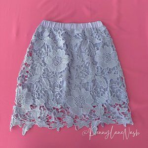 NWT Tobi Crochet Lace Floral Bodycon Mini Skirt Lavender